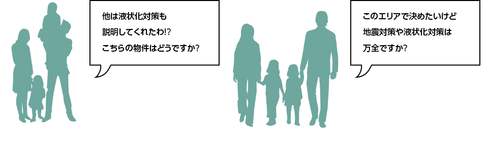 他は液状化対策も説明してくれたわ!?こちらの物件はどうですか?　このエリアで決めたいけど地震対策や液状化対策は万全ですか?
