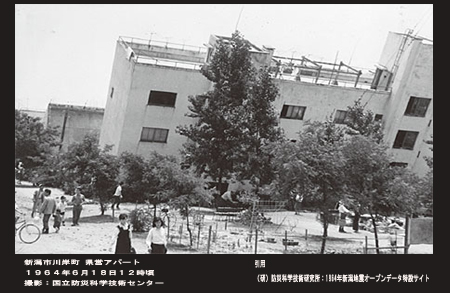 傾いた県営アパート（1964年 新潟地震）