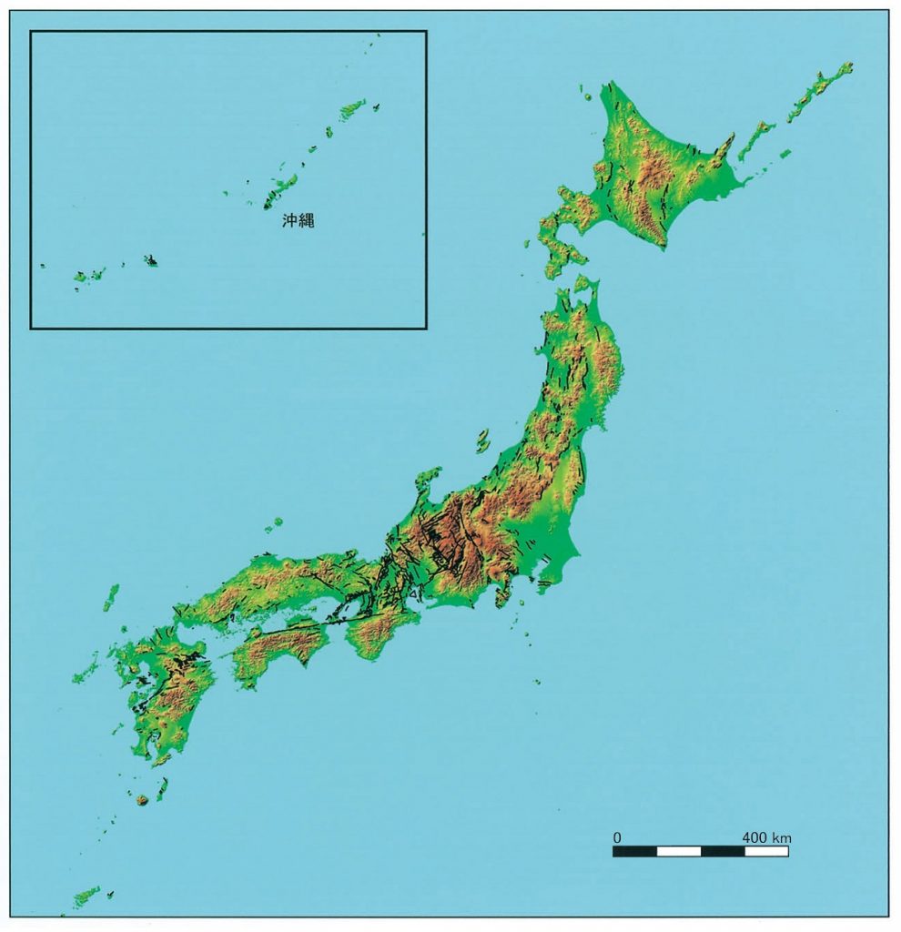 日本の活断層位置-